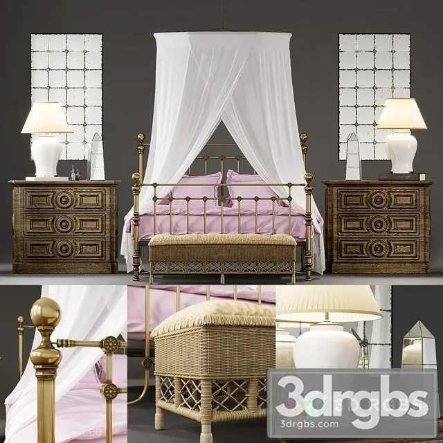 Eichholtz Bedset Provence Style 3D Model Download