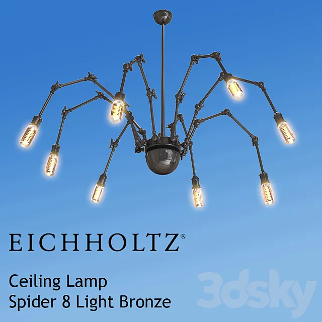 EICHHOLTZ Ceiling Lamp Spider 8 Light Bronze 3D Model EICHHOLTZ Ceiling Lamp Spider 8 Light Bronze 3D Model