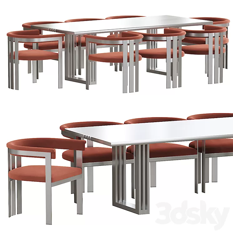 Eichholtz Clubhouse & GARIBALDI dining table 3D Model Free Download