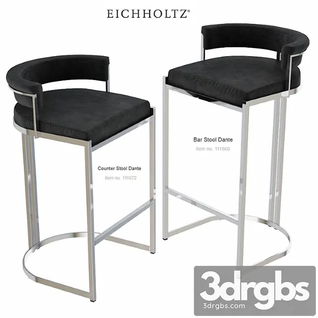 Eichholtz counter & bar stool dante 111672 111660 2 3D Model Download Eichholtz counter & bar stool dante 111672 111660 2 3D Model Download