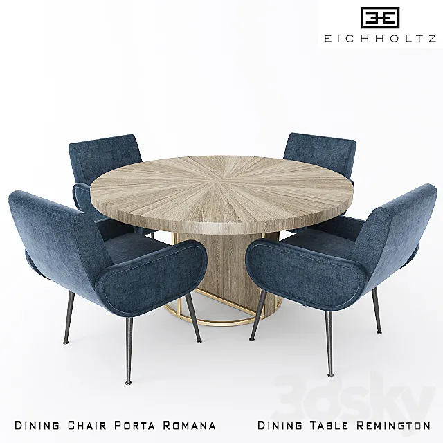 Eichholtz Dining Chair and Table 3D Model