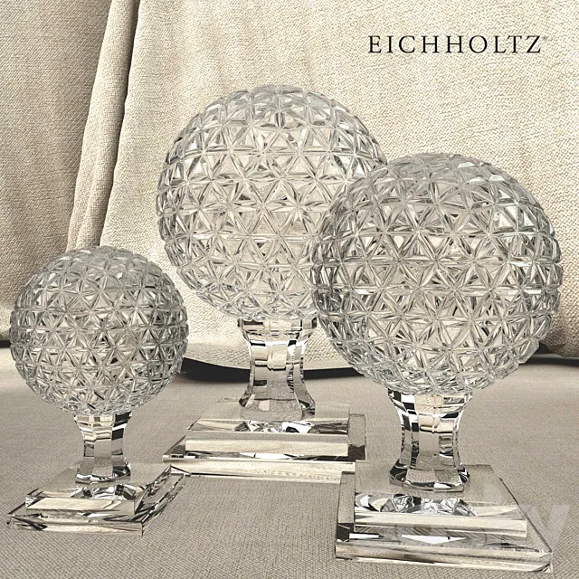 Eichholtz Glass Arabesque Objects Set Of 3 3D Model Eichholtz Glass Arabesque Objects Set Of 3 3D Model