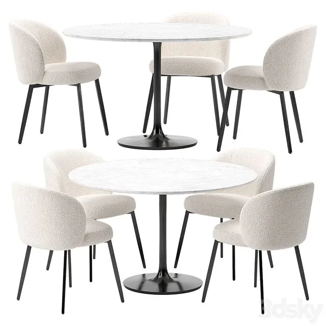 Eichholtz Lloyd Chair and Crate & Barrel Nero Table 3D Model Eichholtz Lloyd Chair and Crate & Barrel Nero Table 3D Model