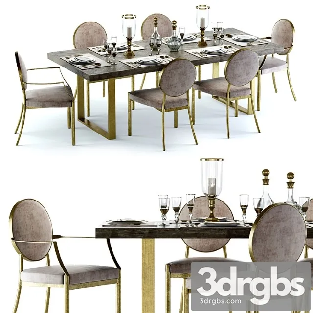 Eichholtz melchior table and scribe chairs 2 3D Model Download Eichholtz melchior table and scribe chairs 2 3D Model Download