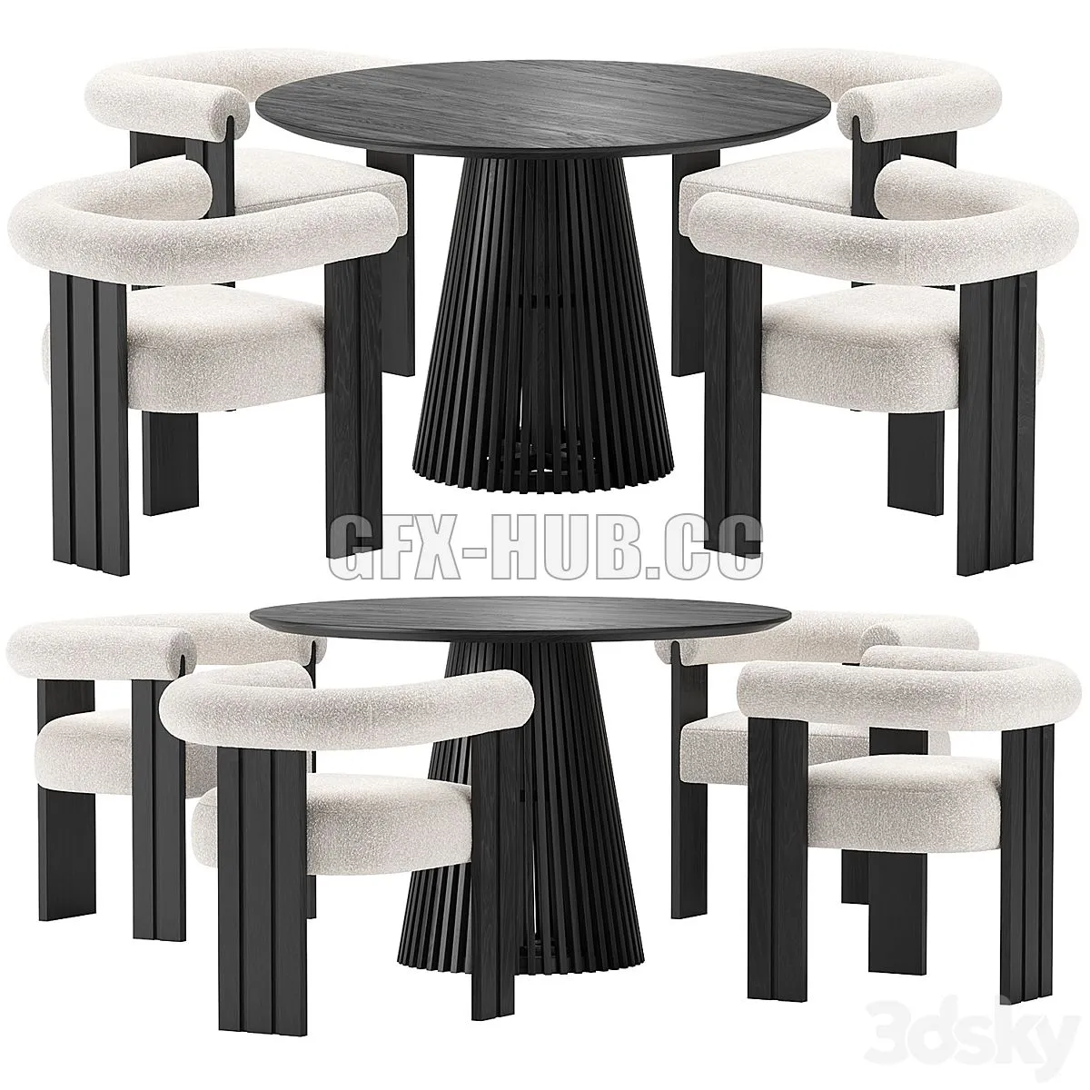 Eichholtz Percy Chair and La Forma Irune Table 3D Model Eichholtz Percy Chair and La Forma Irune Table 3D Model