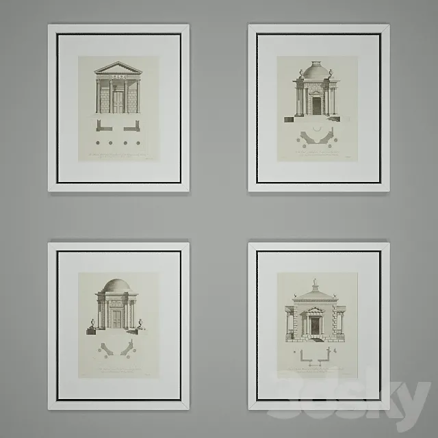Eichholtz prints Architecture set of 4 3DModel Eichholtz prints Architecture set of 4 3DModel