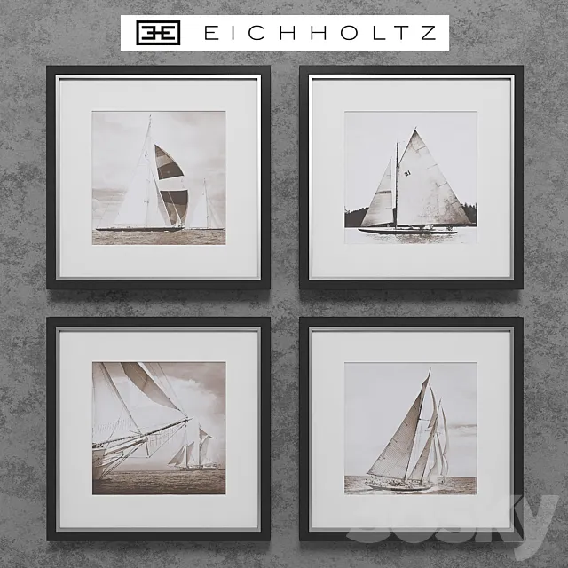 Eichholtz Set of 4 Boat Prints 3DModel Eichholtz Set of 4 Boat Prints 3DModel
