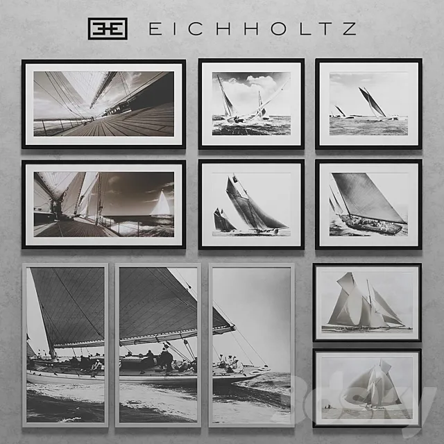 Eichholtz Set of Boat Prints 3D Model Eichholtz Set of Boat Prints 3D Model