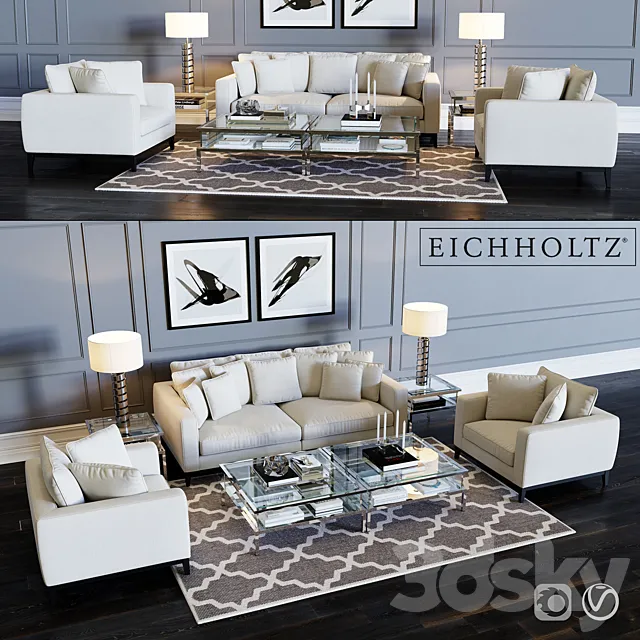 Eichholtz Sofa Principe & Chair Principe 3DModel