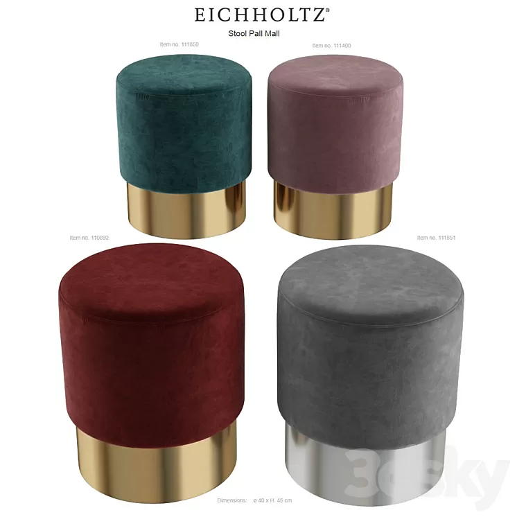 EICHHOLTZ Stool Pall Mall 111851 110892 111400 111850 3D Model EICHHOLTZ Stool Pall Mall 111851 110892 111400 111850 3D Model