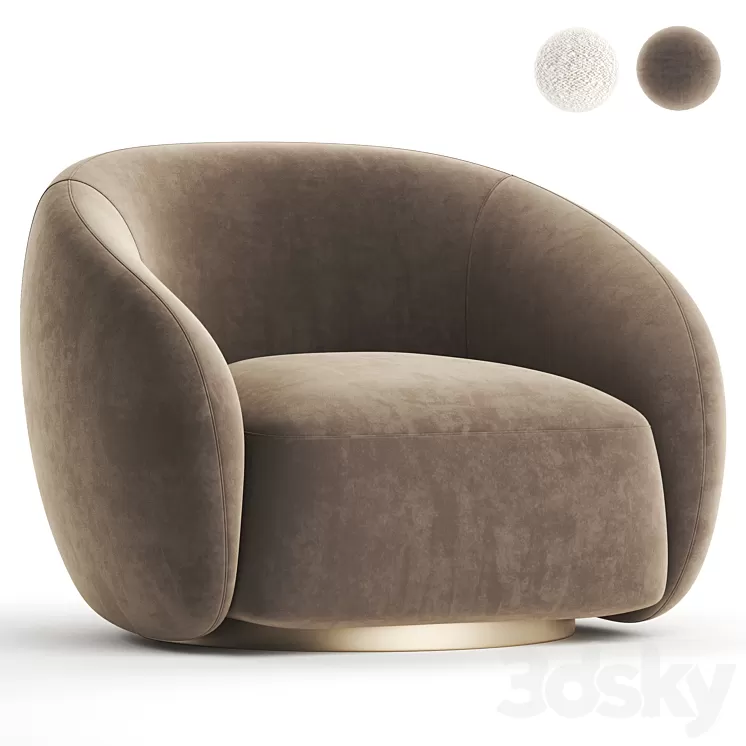 EICHHOLTZ Swivel Armchair BRICE Boucle Cream 3D Model Free Download