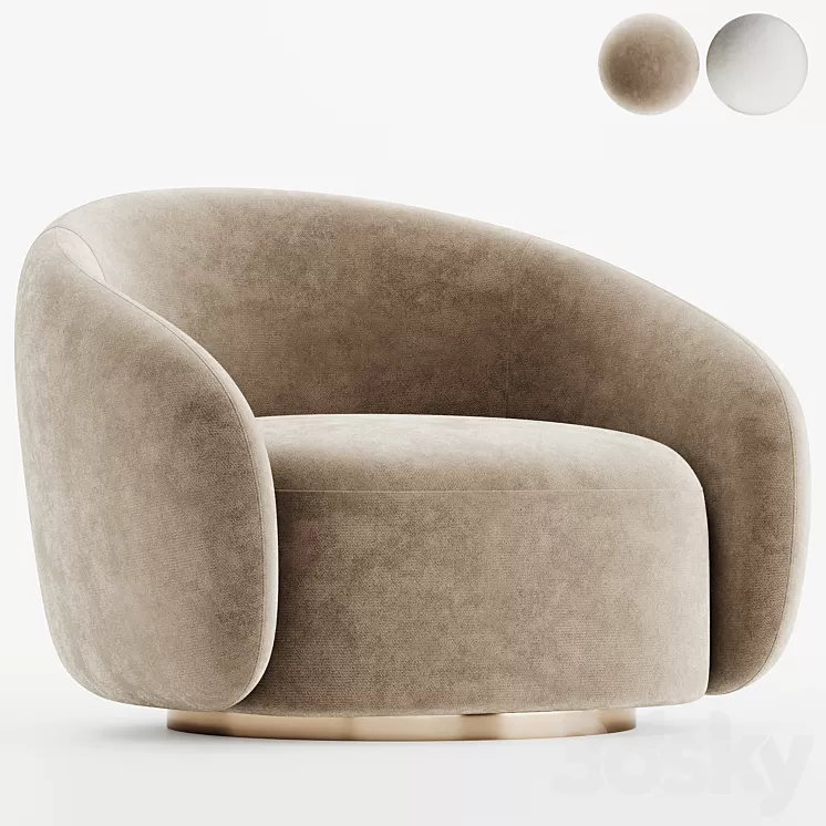 EICHHOLTZ Swivel Armchair BRICE Boucle Cream 3D Model Free Download