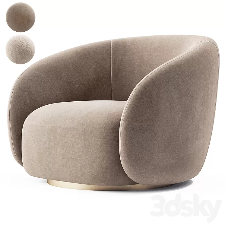 EICHHOLTZ Swivel Armchair BRICE Boucle Cream 3D Model Free Download