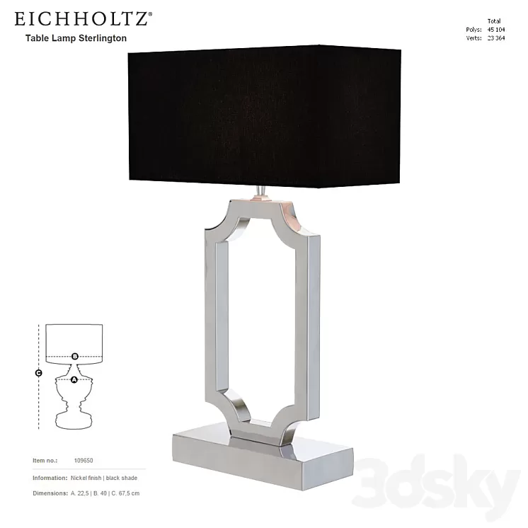 EICHHOLTZ Table Lamp Sterlington 109650 3D Model EICHHOLTZ Table Lamp Sterlington 109650 3D Model