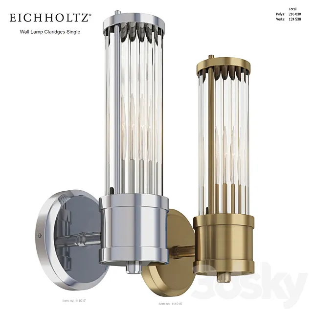 EICHHOLTZ Wall Lamp Claridges Single 111017 111015 3DModel EICHHOLTZ Wall Lamp Claridges Single 111017 111015 3DModel