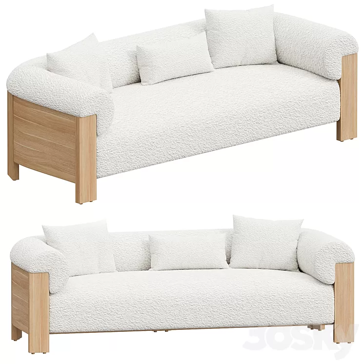 Eldon Three Seater Sofa Oak Boucle 3D Model Free Download