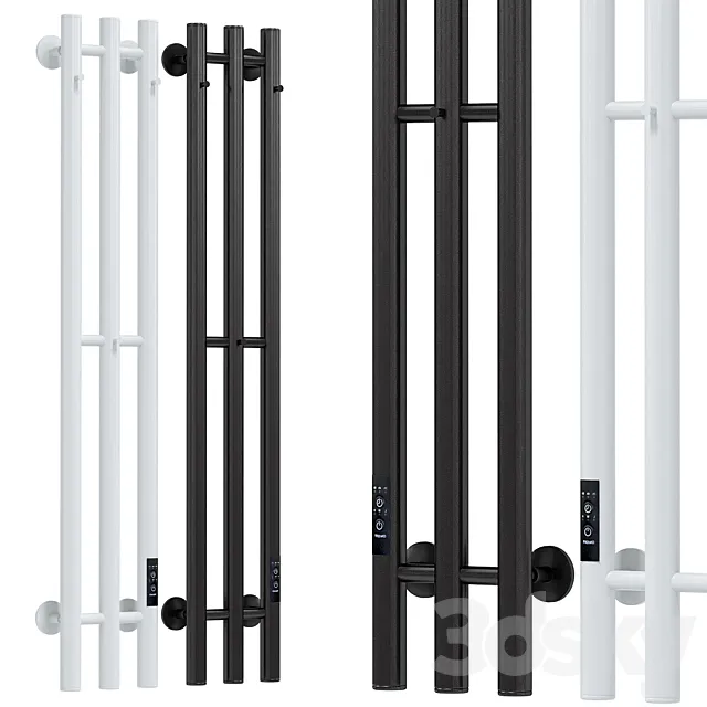 Electric heated towel rail Margroid Inaro 120×12 R with hooks matte black 3D Model