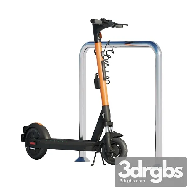 Electric scooter Ninebot Max Pro With Parking Pole Kicksharing 3D Model Download
