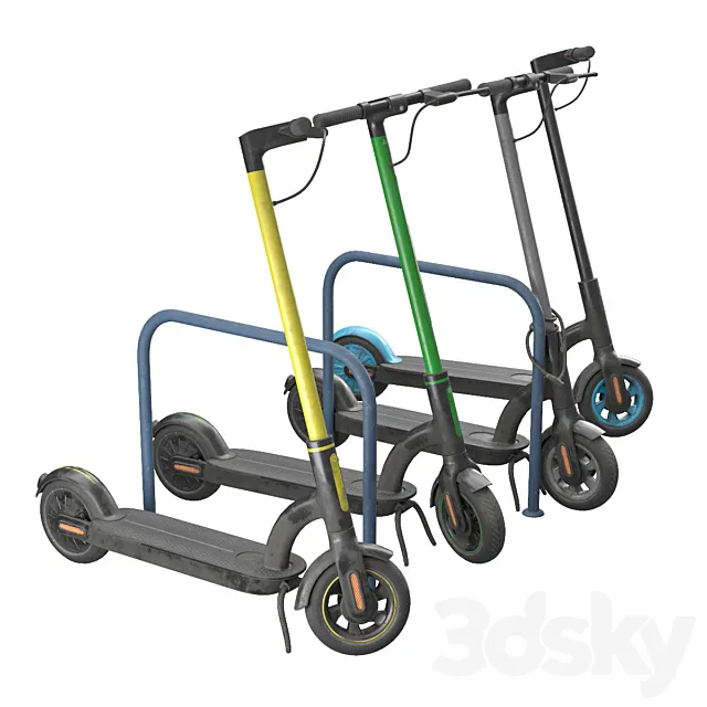 Electric scooters of different colors 3D Model
