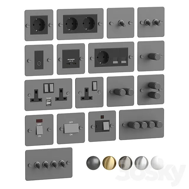 Electrical outlets and switches Buster & Punch 3D Model Electrical outlets and switches Buster & Punch 3D Model