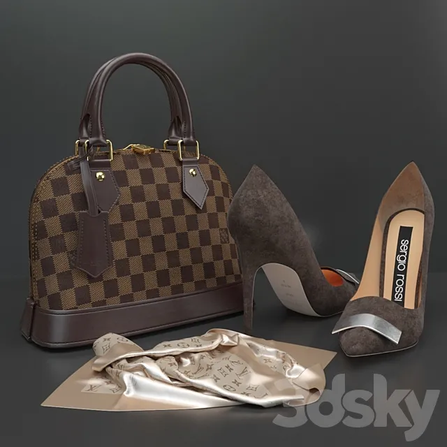 Elegant Bag and Shoes 3D Model