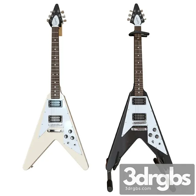 Elektrogitara Gibson Epiphone Flying V Style Black And Beige 3D Model Download