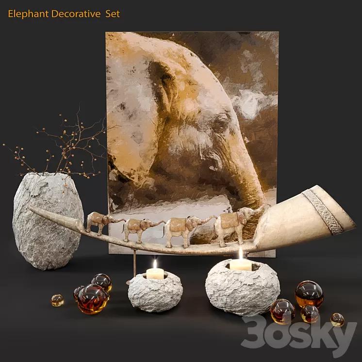 Elephant decorative set 3D Model Free Download Elephant decorative set 3D Model Free Download