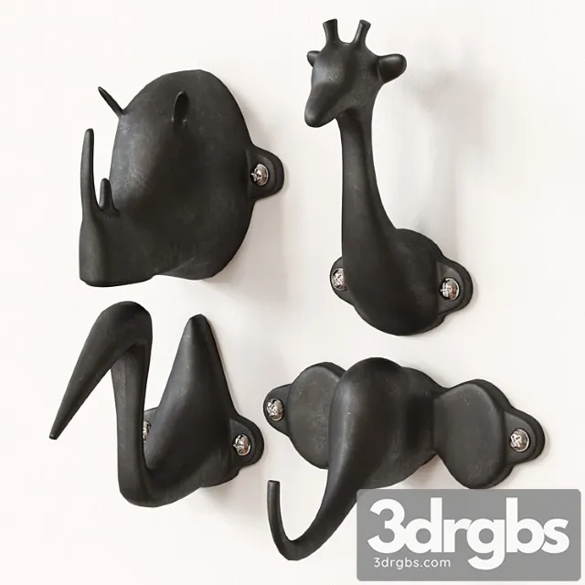 Elephant giraffe rhino heron 3D Model Download