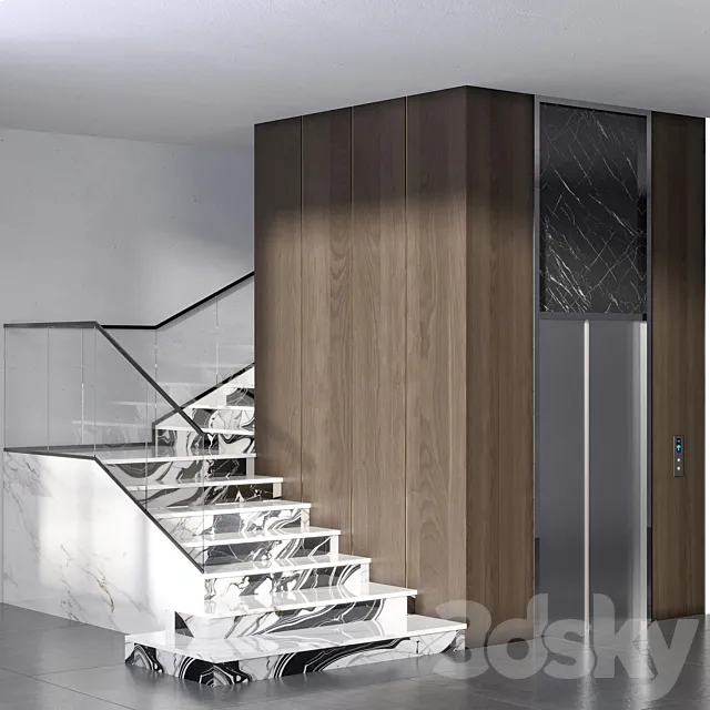 Elevator&stair No1 3D Model