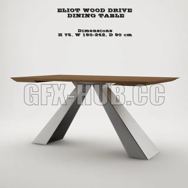 Eliot Wood Drive Dining Table 3D Model