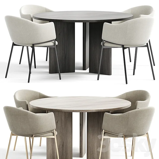 Eliza chair and Giulietta Round Dining Table 3D Model