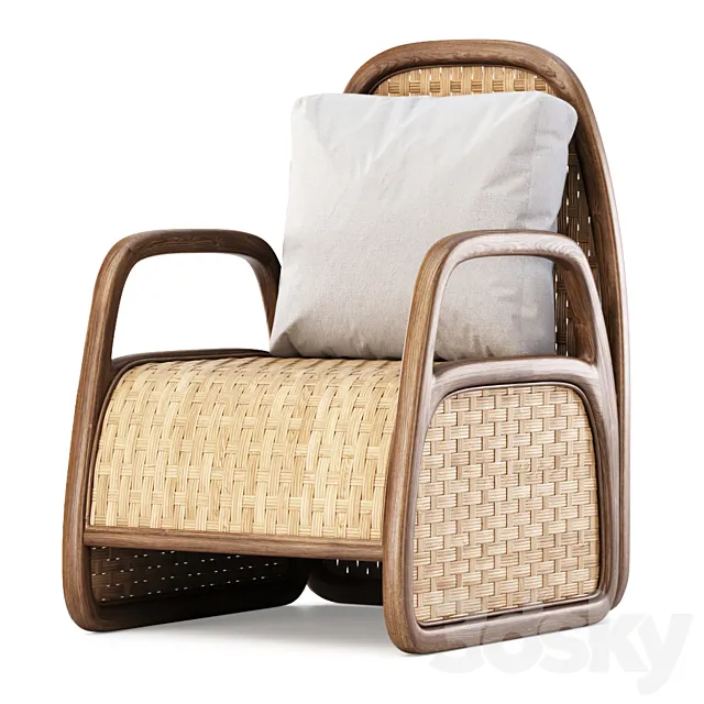 Eliza Rattan Armchair _ Garden rattan chair 3D Model Eliza Rattan Armchair _ Garden rattan chair 3D Model