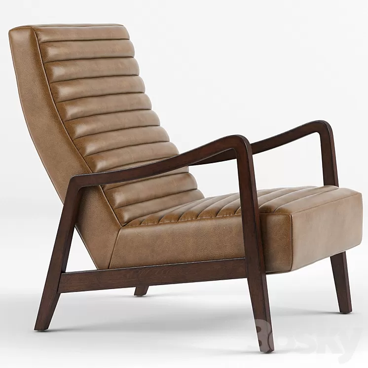 Elkan Modern Classic Camel Leather Brown Armchair 3D Model