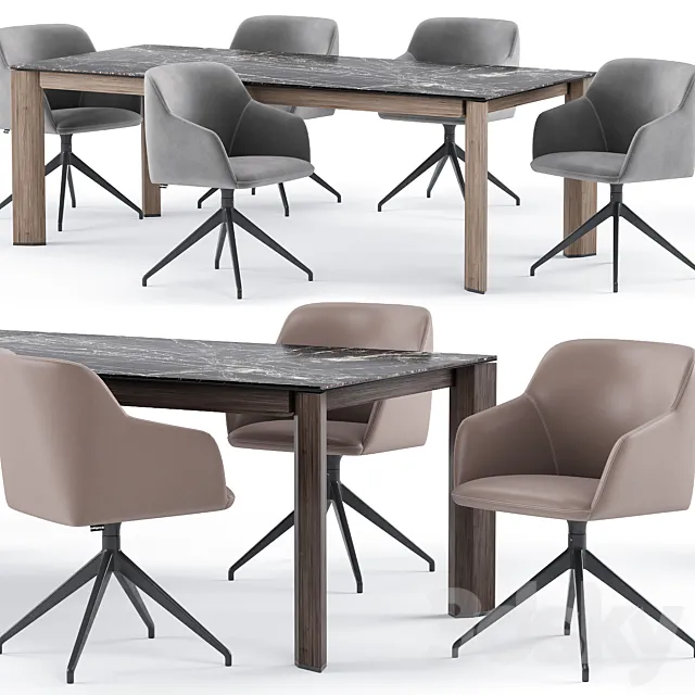 Elle chair with Delta table – Calligaris 3D Model