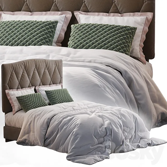 Elliot Curved Upholstered Bed 3DModel Elliot Curved Upholstered Bed 3DModel