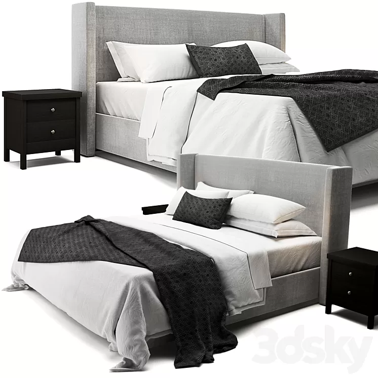 Elliot Shelter Upholstered Bed 3D Model 3DSKY Decor Helper