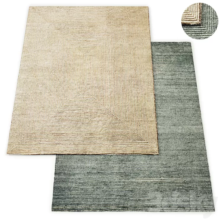 Ellipse Hand-Knotted Wool Rug RH Collection 3D Model