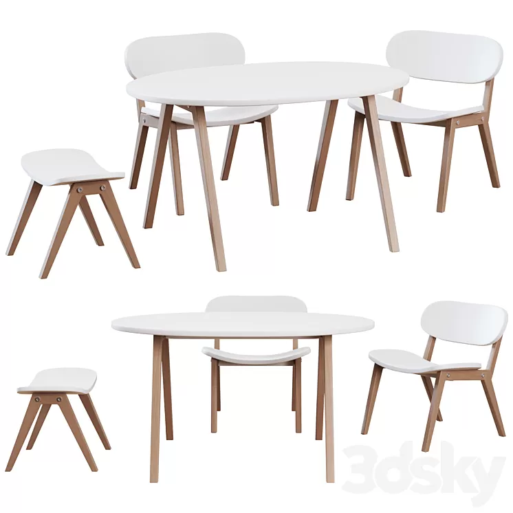 ellipse table and chair Classic 3D Model ellipse table and chair Classic 3D Model