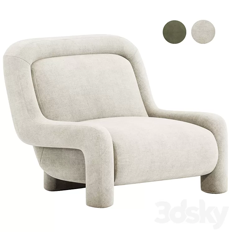 Ellis Chair Mohair Pewter 3D Model Free Download