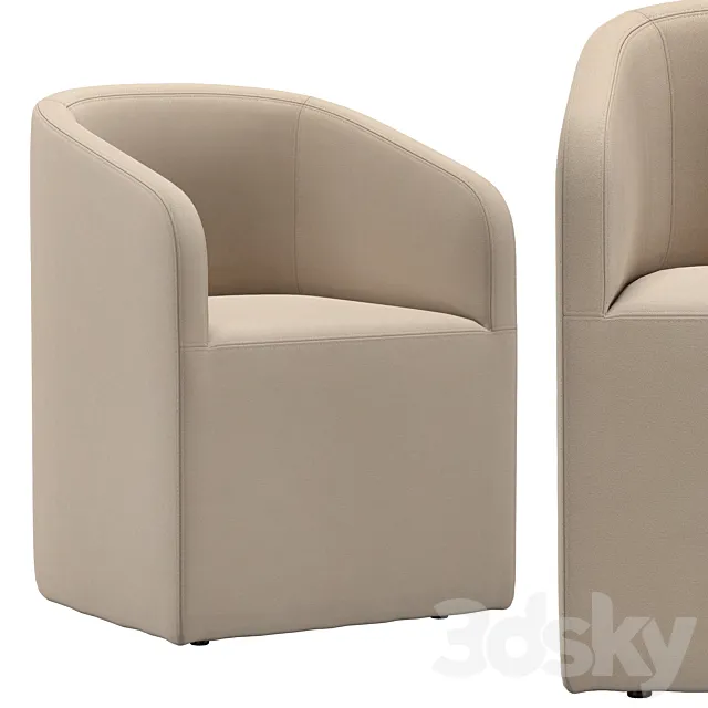 ELLISON BARRELBACK SLOPE ARM FABRIC DINING ARMCHAIR 3D Model