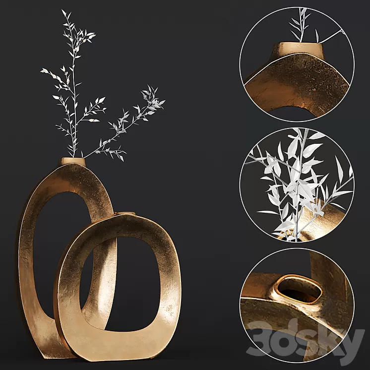 Elodie Brass Ring Vases 3D Model