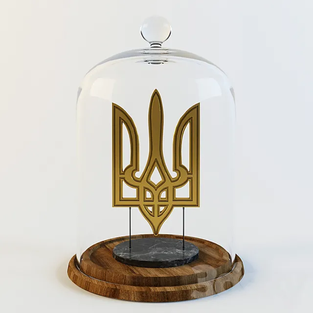 Emblem of Ukraine (Golden Trident under the bulb) 3D Model Emblem of Ukraine (Golden Trident under the bulb) 3D Model
