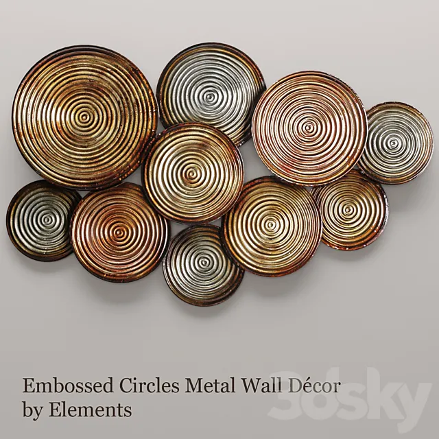 Embossed Circles Metal Wall Décor by Elements. wall decor. panels. discs. circles. wall decor. panel. loft. decor 3DModel Embossed Circles Metal Wall Décor by Elements. wall decor. panels. discs. circles. wall decor. panel. loft. decor 3DModel