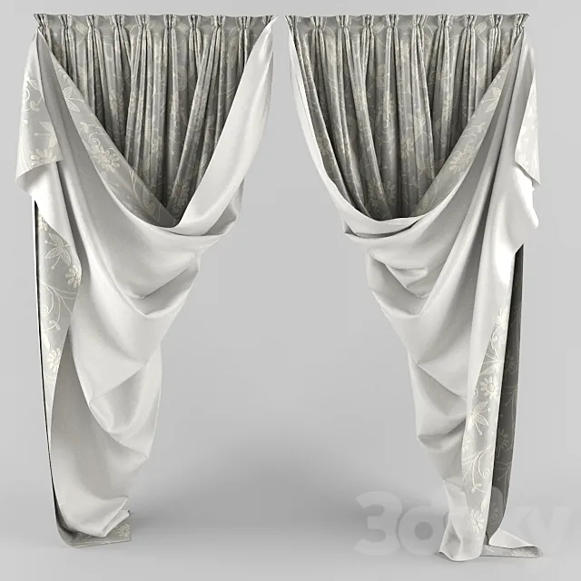 embroidered curtains 3DModel