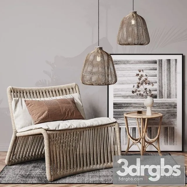 Emilio Rattan Outdoor Accent Armchair 3D Model Download Emilio Rattan Outdoor Accent Armchair 3D Model Download