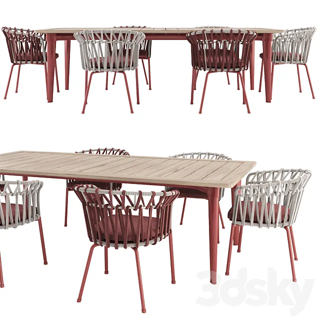 Emma cross dining chair and Terrace table 3DModel Emma cross dining chair and Terrace table 3DModel