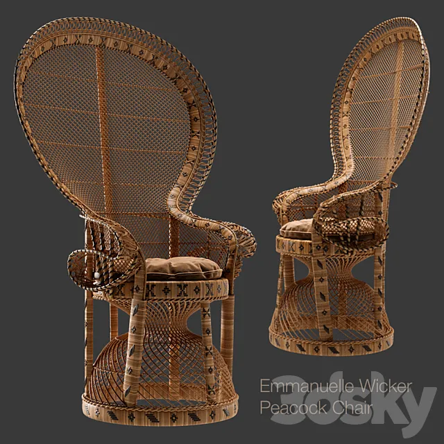 Emmanuelle Wicker Peacock Chair 3D Model Emmanuelle Wicker Peacock Chair 3D Model