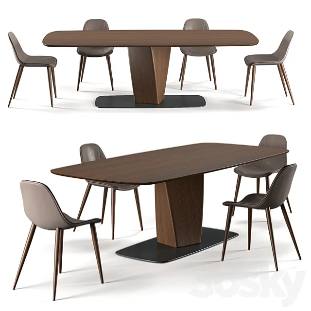 EmmeBi Clark table & couture chair 3DModel EmmeBi Clark table & couture chair 3DModel