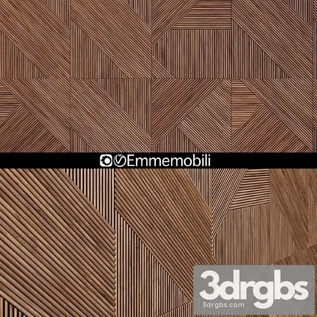 Emmemobili Stripes Boiserie Walnut Panels 3D Model Download
