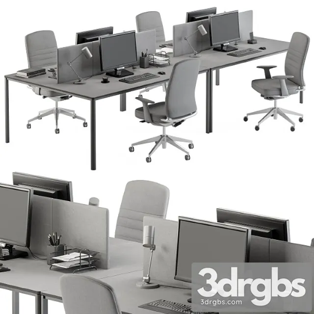 Employee Desk Gray Set Office Furniture 237 3D Model Download Employee Desk Gray Set Office Furniture 237 3D Model Download